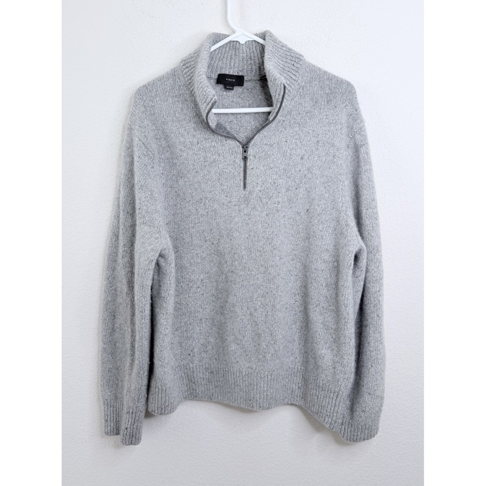 Vince 100% Cashmere Quarter Zip Sweater Gray Pullover Men's XXL Quiet Luxury
